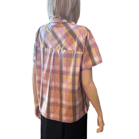 L. L. Bean Madras Plaid Shirt Blouse Everyday SunSmart UPF 50+ Branded Pocket - Picture 7 of 13